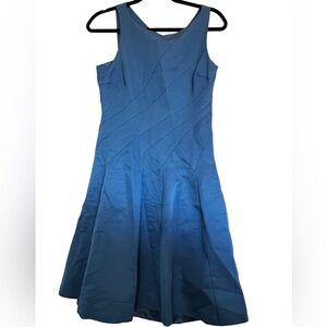 Reiss Fairy Fit & Flare Pleated Ottoman Blue Dress – Size 8